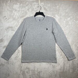 U.S. Polo Assn. Gray Waffle Knit Long Sleeve Sleepwear Top M Cotton Blend